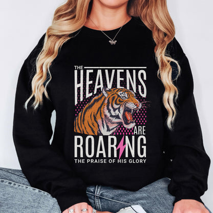 The Heavens Are Roaring Sweatshirt, Christian Tiger Sweatshirt, Faith Based Bible Verse Crewneck, Vintage Worship Sweatshirt, Christian Gift