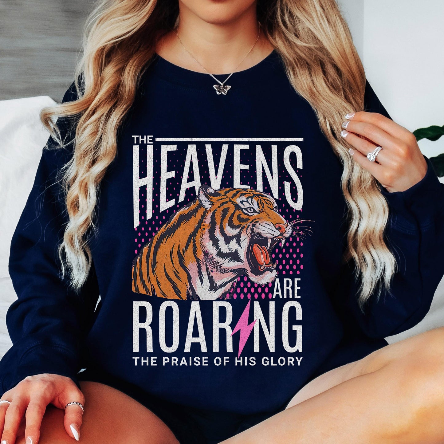 The Heavens Are Roaring Sweatshirt, Christian Tiger Sweatshirt, Faith Based Bible Verse Crewneck, Vintage Worship Sweatshirt, Christian Gift