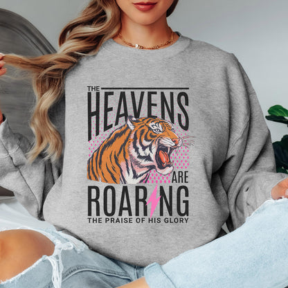 The Heavens Are Roaring Sweatshirt, Christian Tiger Sweatshirt, Faith Based Bible Verse Crewneck, Vintage Worship Sweatshirt, Christian Gift