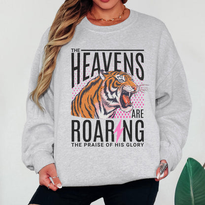 The Heavens Are Roaring Sweatshirt, Christian Tiger Sweatshirt, Faith Based Bible Verse Crewneck, Vintage Worship Sweatshirt, Christian Gift