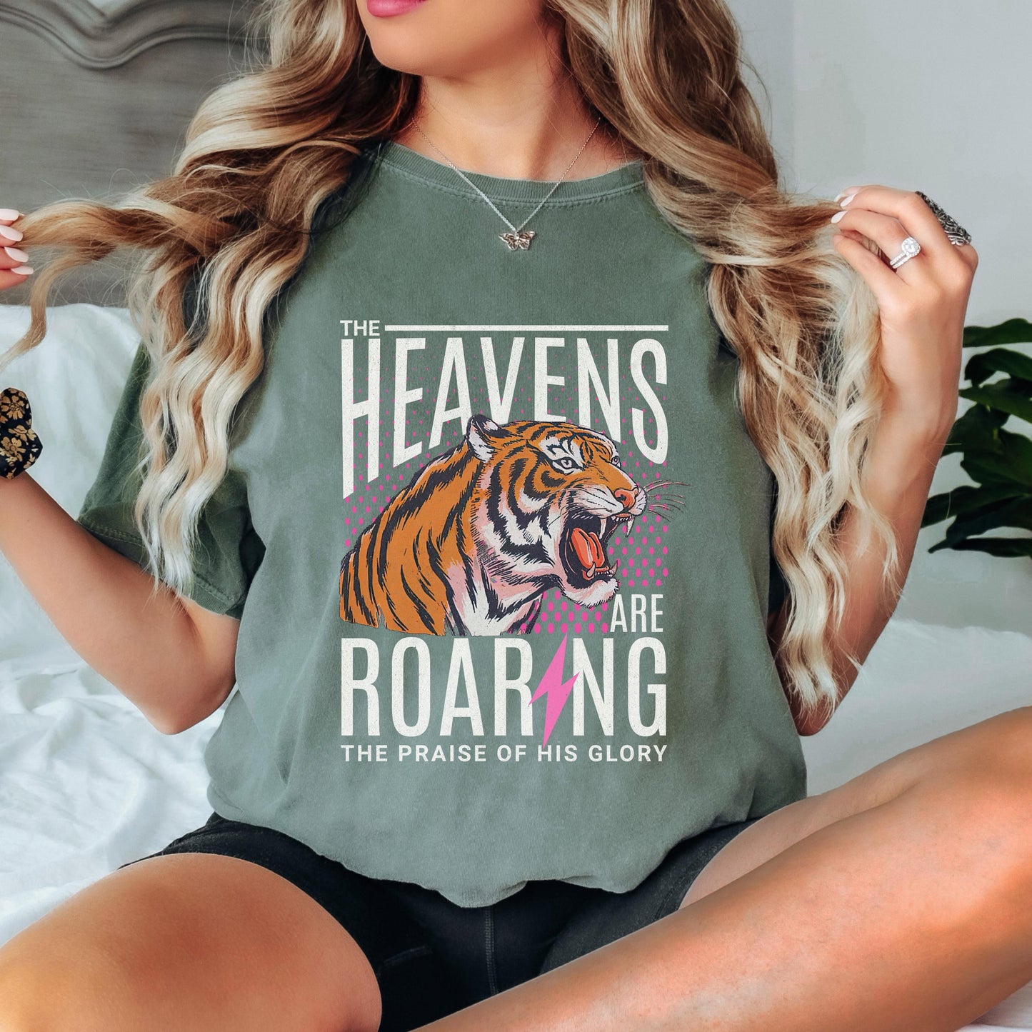 The Heavens Are Roaring Shirt, Christian Tiger Graphic Tee, Faith Bible Verse Shirt, Worship Graphic, Vintage Christian Tee, Comfort Colors