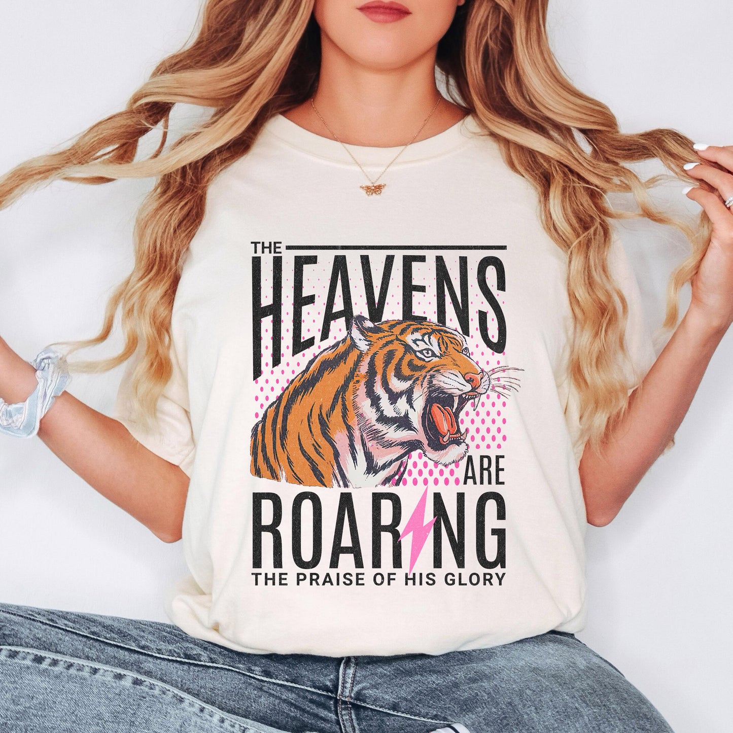 The Heavens Are Roaring Shirt, Christian Tiger Graphic Tee, Faith Bible Verse Shirt, Worship Graphic, Vintage Christian Tee, Comfort Colors