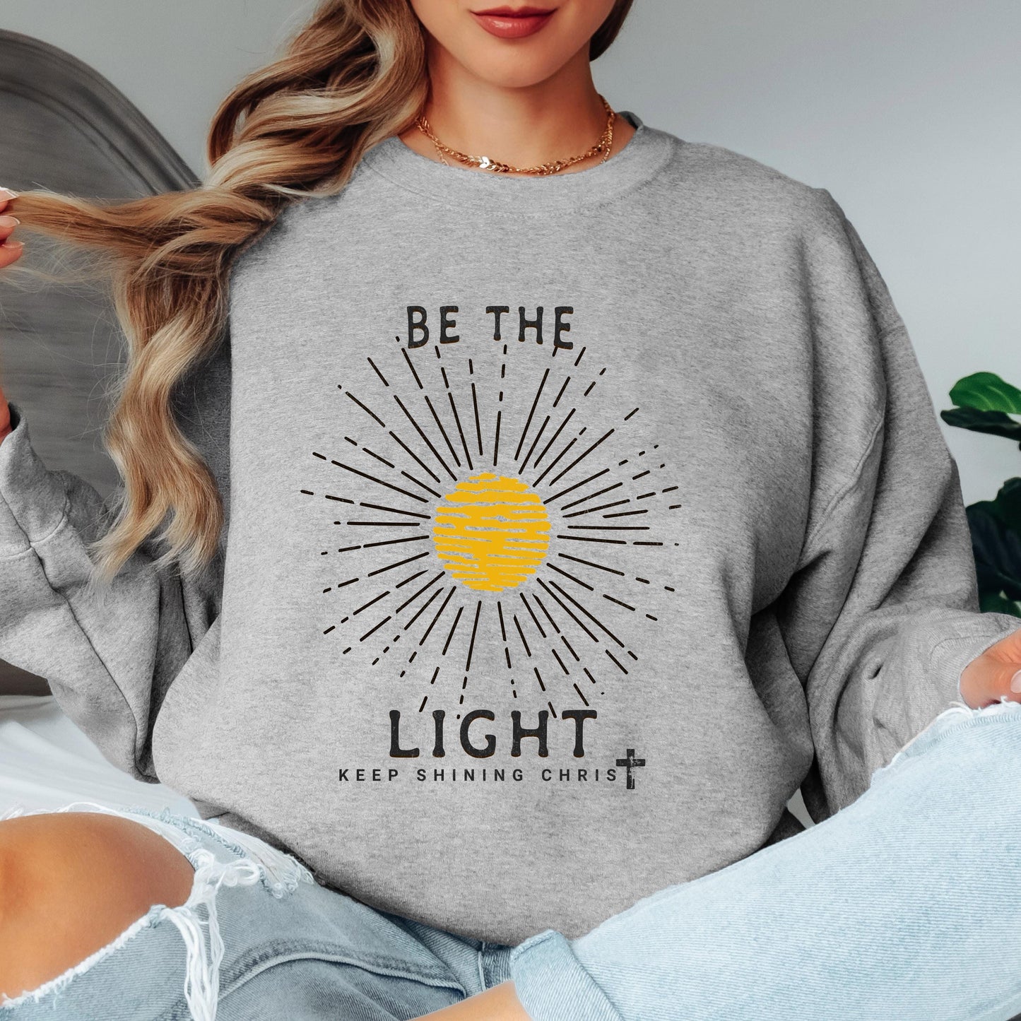 Be the Light Christian Sweatshirt, Keep Shining for Christ Crewneck, Faith-Based Sweatshirt, Inspirational Christian Pullover