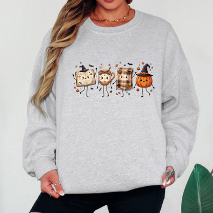 Halloween Book Lover Sweatshirt, Cozy Fall Reading Crewneck, Cute Pumpkin Book Coffee Sweatshirt, Spooky Season Reader