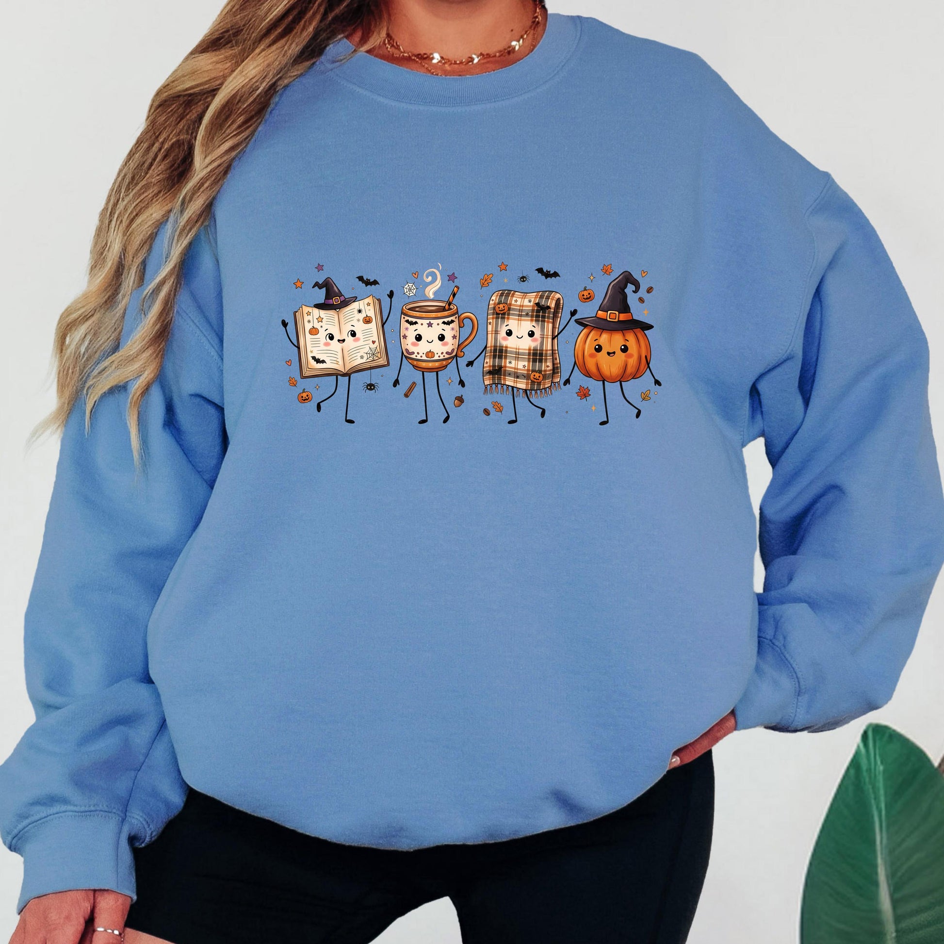 Halloween Book Lover Sweatshirt, Cozy Fall Reading Crewneck, Cute Pumpkin Book Coffee Sweatshirt, Spooky Season Reader