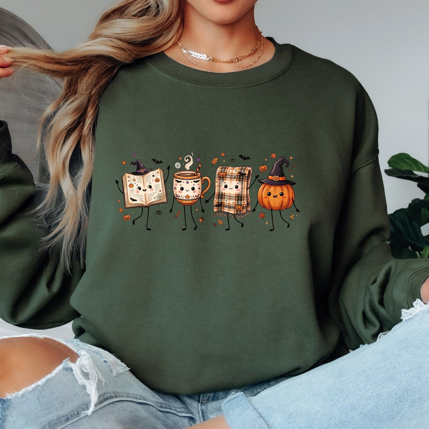 Halloween Book Lover Sweatshirt, Cozy Fall Reading Crewneck, Cute Pumpkin Book Coffee Sweatshirt, Spooky Season Reader