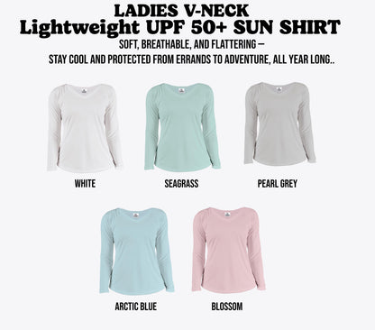 Custom V-NECK Ladies UPF 50+ Sun Shirt Long Sleeve Women's Performance Shirt Personalized Moisture Wicking Shirt UV Protection Top