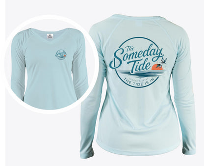 Custom V-NECK Ladies UPF 50+ Sun Shirt Long Sleeve Women's Performance Shirt Personalized Moisture Wicking Shirt UV Protection Top
