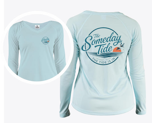 Custom V-NECK Ladies UPF 50+ Sun Shirt Long Sleeve Women's Performance Shirt Personalized Moisture Wicking Shirt UV Protection Top