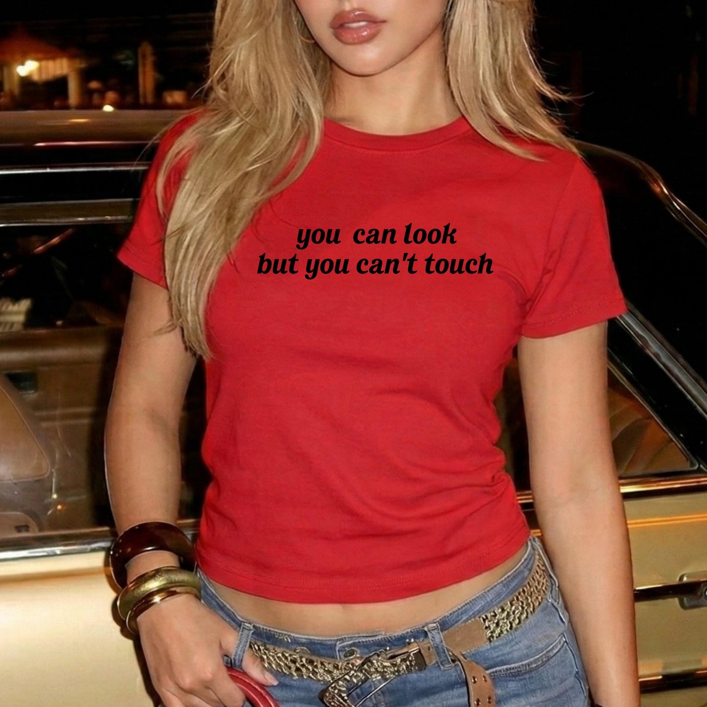 Custom Quote Baby Tee, Y2K Fitted Crop Top, Personalized Phrase Shirt