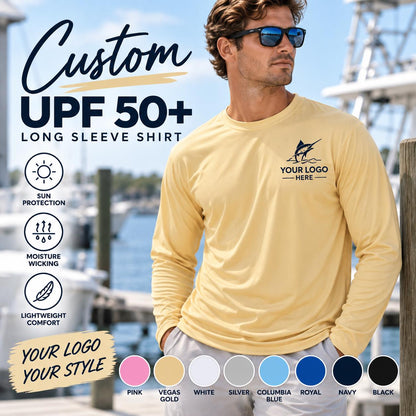 C2 Sport Custom UPF 50+ Shirt, Personalized Performance Long Sleeve, Custom Logo Sun Shirt, Lightweight Moisture Wicking Shirt