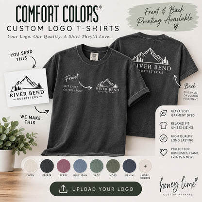 Comfort Colors 1717 Custom T-Shirt, Upload Your Logo, Personalized Business Shirt, Front Back Logo Tee