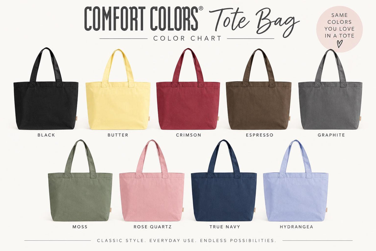 Comfort Colors Custom Tote Bag, Personalized Logo Tote, Custom Business Bag, Your Logo or Design, Cotton Canvas Zipper Tote