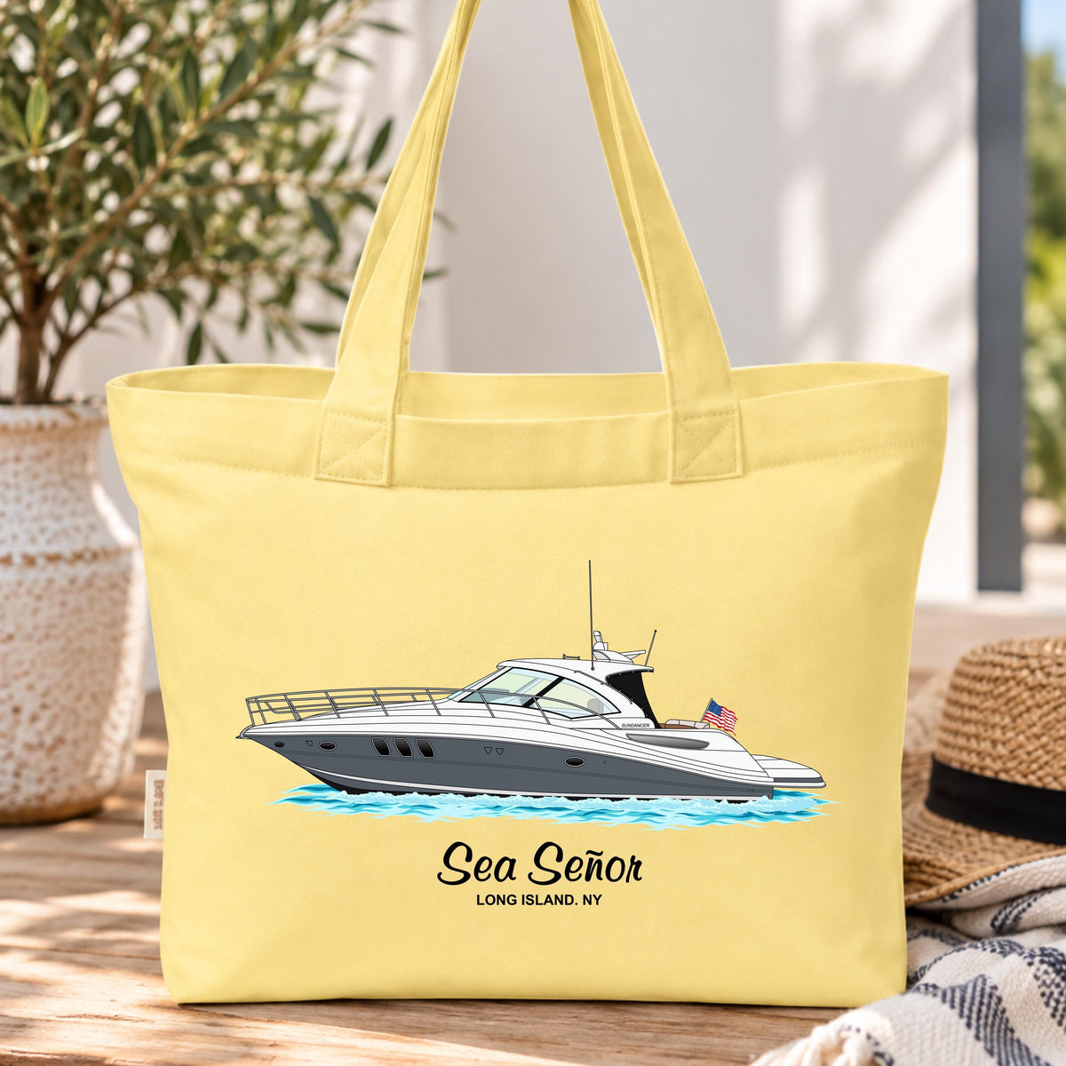 Custom Boat Tote Bag, Personalized Boat Artwork, Comfort Colors Canvas Tote, Boat Owner Gift, Custom Boating Bag, Boat Gift