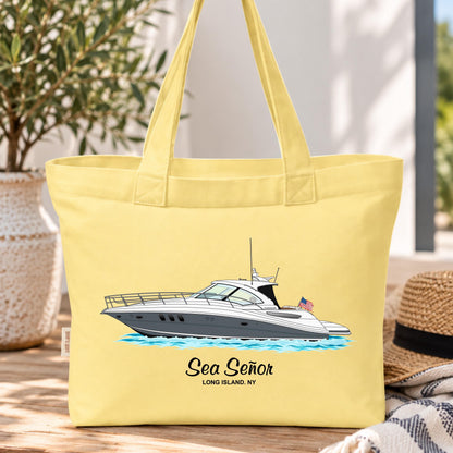 Custom Boat Tote Bag, Personalized Boat Artwork, Comfort Colors Canvas Tote, Boat Owner Gift, Custom Boating Bag, Boat Gift