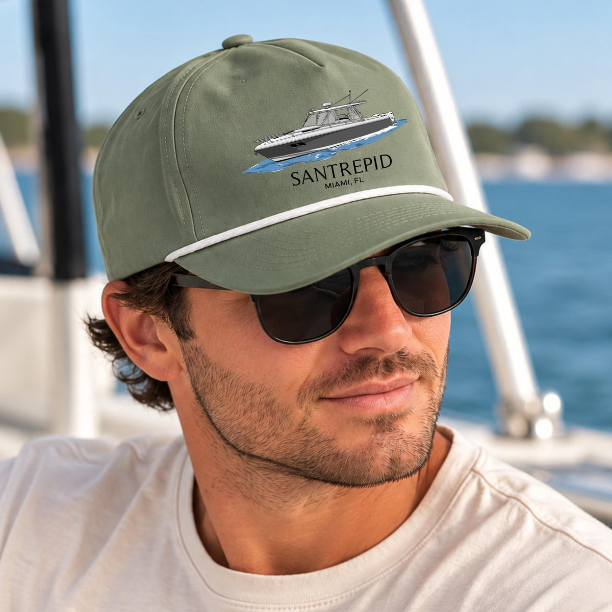 Custom Boat Hat, Personalized Boat Drawing Hat, Comfort Colors Rope Cap, Custom Boat Artwork, Boat Owner Gift, Boating Hat