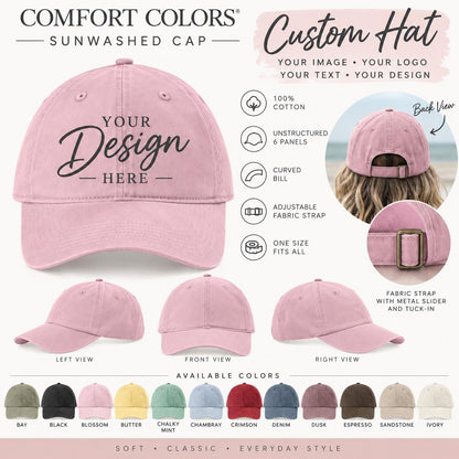 Custom Boat Hat, Personalized Boat Drawing Hat, Comfort Colors Baseball Cap, Custom Boat Artwork, Boat Owner Gift, Boating Hat