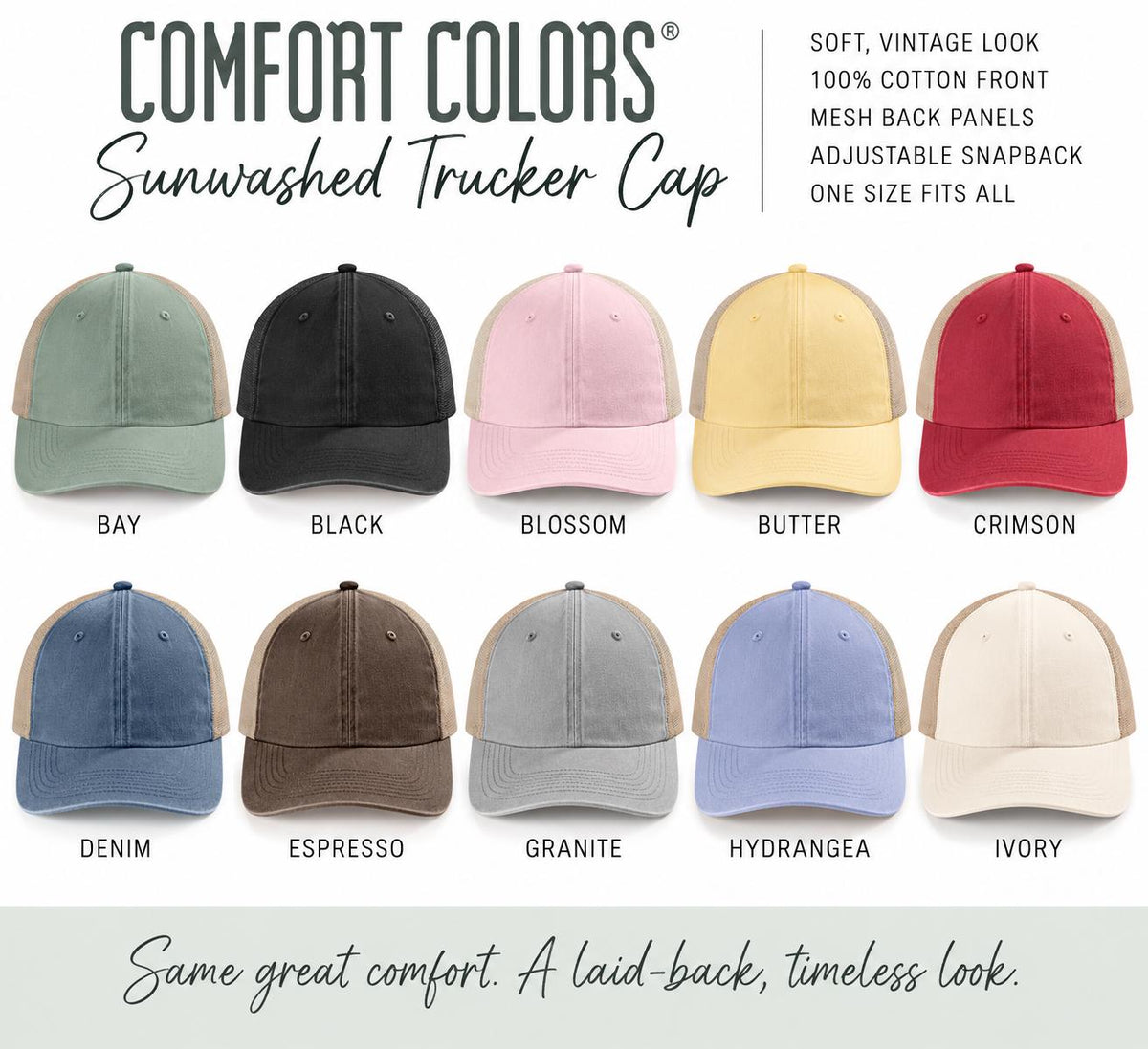 Sunwashed Trucker Cap, Personalized Hat, Custom Image Hat, Custom Baseball Cap, Add Your Logo Artwork Photo or Custom Text