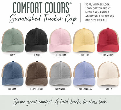 Sunwashed Trucker Cap, Personalized Hat, Custom Image Hat, Custom Baseball Cap, Add Your Logo Artwork Photo or Custom Text