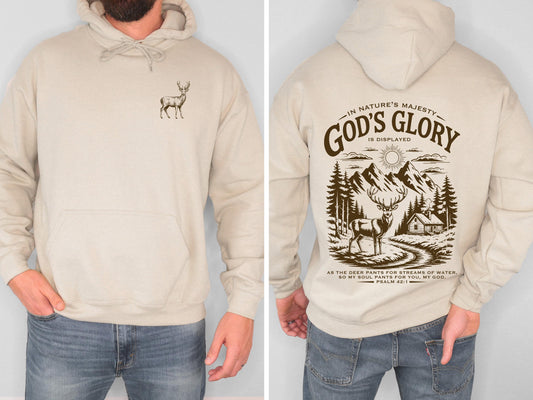 Christian Deer Hoodie Psalm 42 Sweatshirt God’s Glory Nature Shirt Hunting Hoodie Outdoor Faith Shirt Cabin Mountains Scenic Sweatshirt