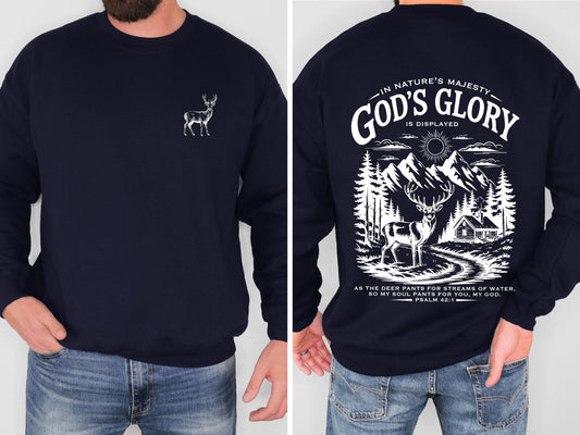 Christian Deer Crewneck Psalm 42 Sweatshirt God’s Glory Nature Shirt Hunting Crewneck Outdoor Faith Shirt Cabin Mountains Scenic Sweatshirt