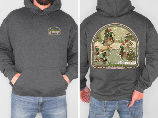 Christmas Duck Hoodie Christmas Is Calling Hunting Sweatshirt Duck Hunter Christmas Shirt Vintage Holiday Hoodie Outdoorsman Gift