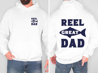 Reel Great Dad Fishing Hoodie Funny Fishing Dad Sweatshirt Fisherman Shirt Gift for Dad Fathers Day Fishing Hoodie
