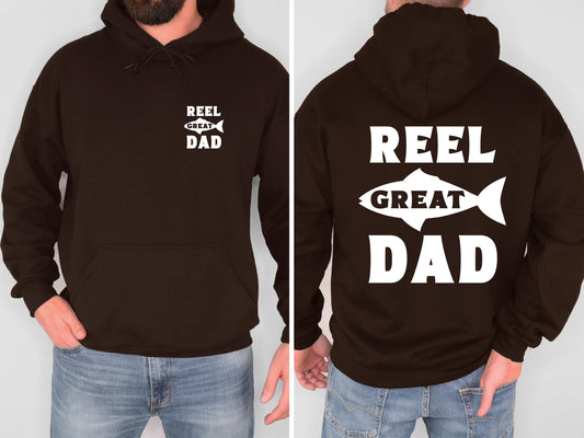 Reel Great Dad Fishing Hoodie Funny Fishing Dad Sweatshirt Fisherman Shirt Gift for Dad Fathers Day Fishing Hoodie