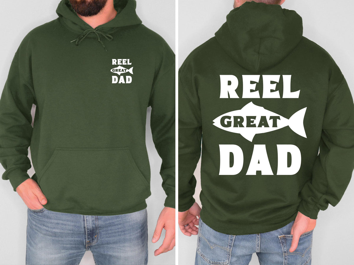 Reel Great Dad Fishing Hoodie Funny Fishing Dad Sweatshirt Fisherman Shirt Gift for Dad Fathers Day Fishing Hoodie