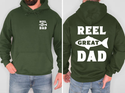 Reel Great Dad Fishing Hoodie Funny Fishing Dad Sweatshirt Fisherman Shirt Gift for Dad Fathers Day Fishing Hoodie