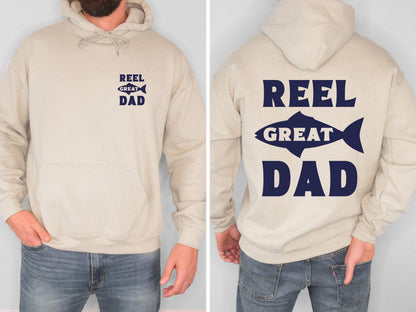 Reel Great Dad Fishing Hoodie Funny Fishing Dad Sweatshirt Fisherman Shirt Gift for Dad Fathers Day Fishing Hoodie