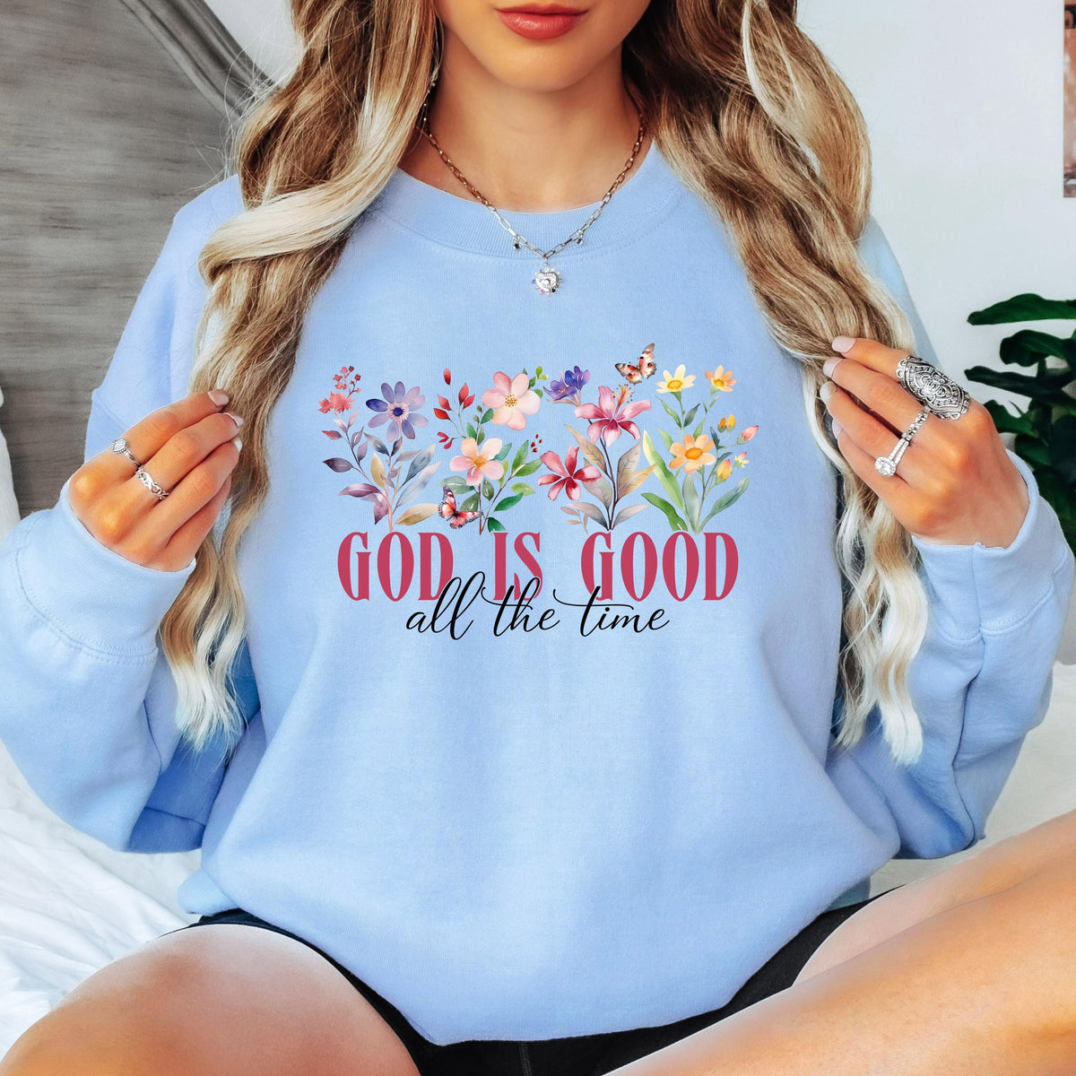 God Is Good All the Time Christian Sweatshirt Floral Faith Crewneck Jesus Shirt Christian Women Religious Gift