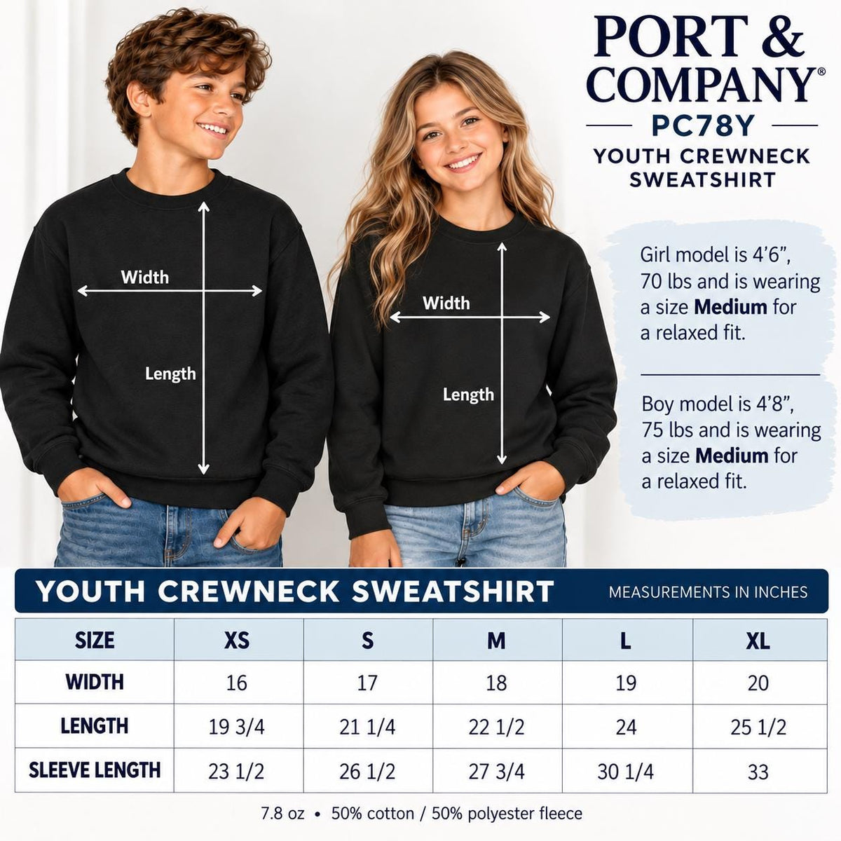Custom Youth Sweatshirt, Kids Logo Sweatshirt, Personalized Business Logo Sweatshirt, Front and Back Logo, Port and Company