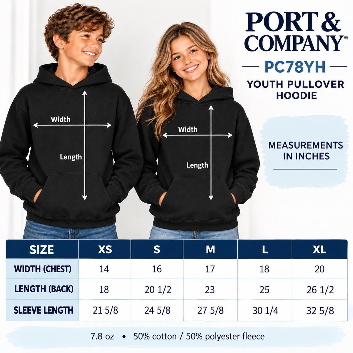 Custom Youth Hoodie, Kids Logo Sweatshirt, Personalized School Hoodie, Front and Back Logo, Port and Company