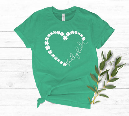 Feeling Lucky Heart Shamrock St. Patrick's Day T-shirt