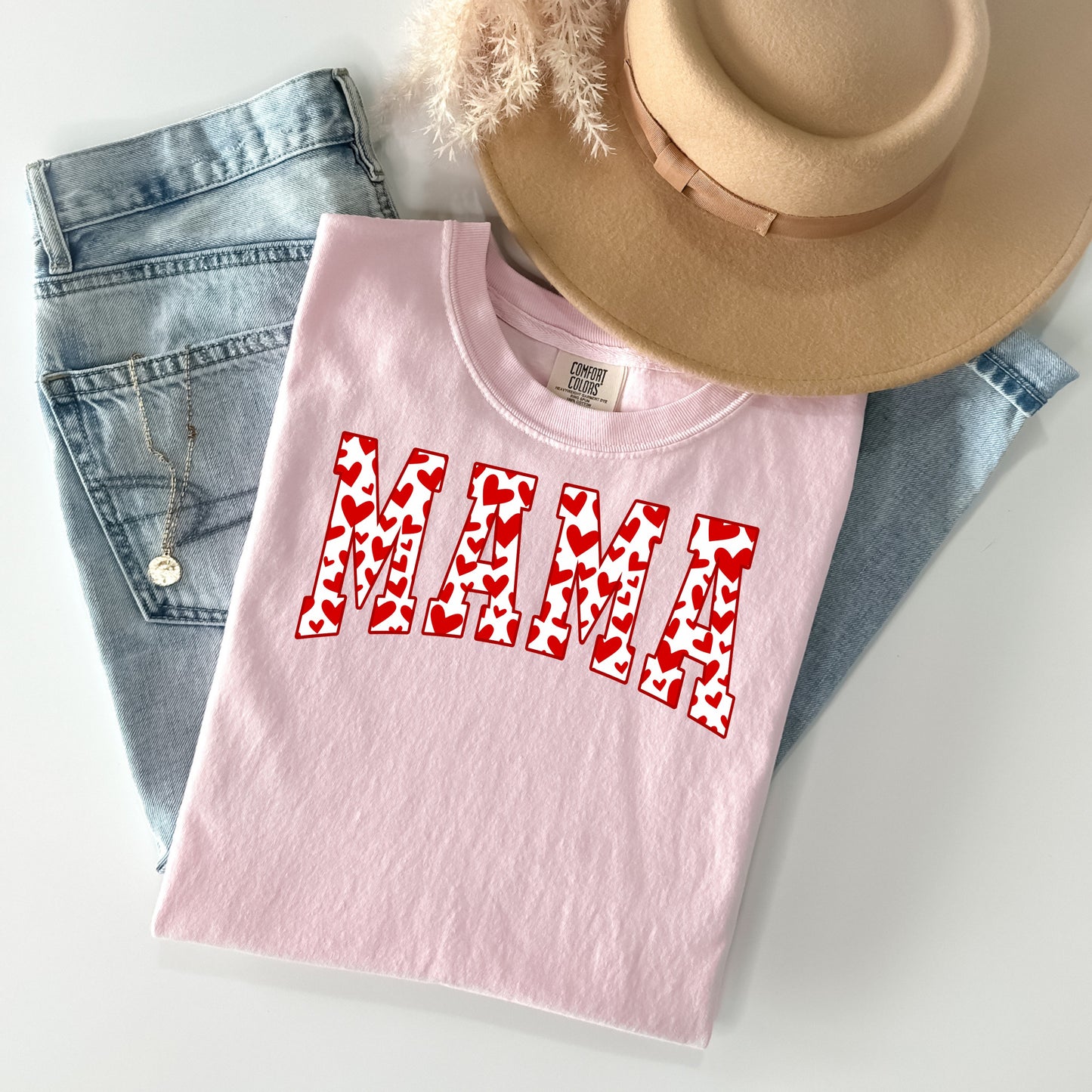 Mama Red on Pink Valentine's Day T-shirt