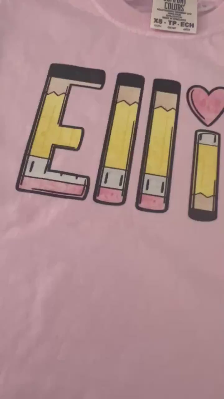 Personalized Pencil Name Shirt: Custom Back to School Tee