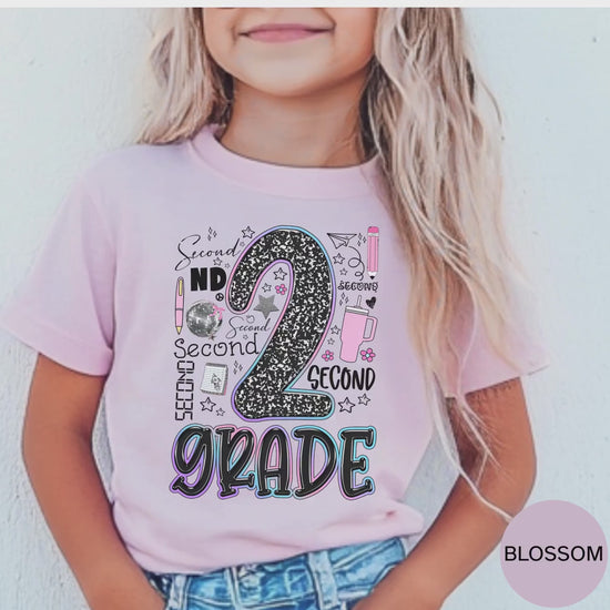 Second Grade Girl Shirt Back to School Tee 2nd Grade First Day Outfit for Daughter Cute Kids T-Shirt, School Photos, Gift for Second Grade