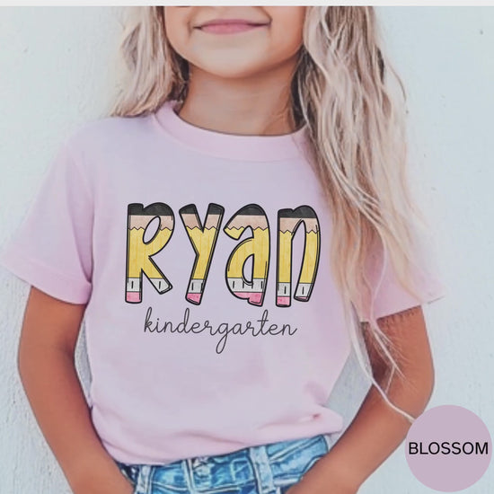 personalized kindergarten pencil name shirt youth comfort colors kids back to school shirt cute first day name tee for kindergarten photos