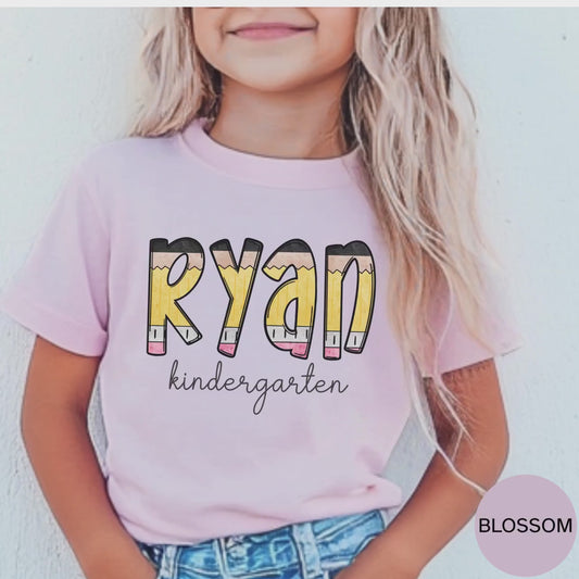 personalized kindergarten pencil name shirt youth comfort colors kids back to school shirt cute first day name tee for kindergarten photos