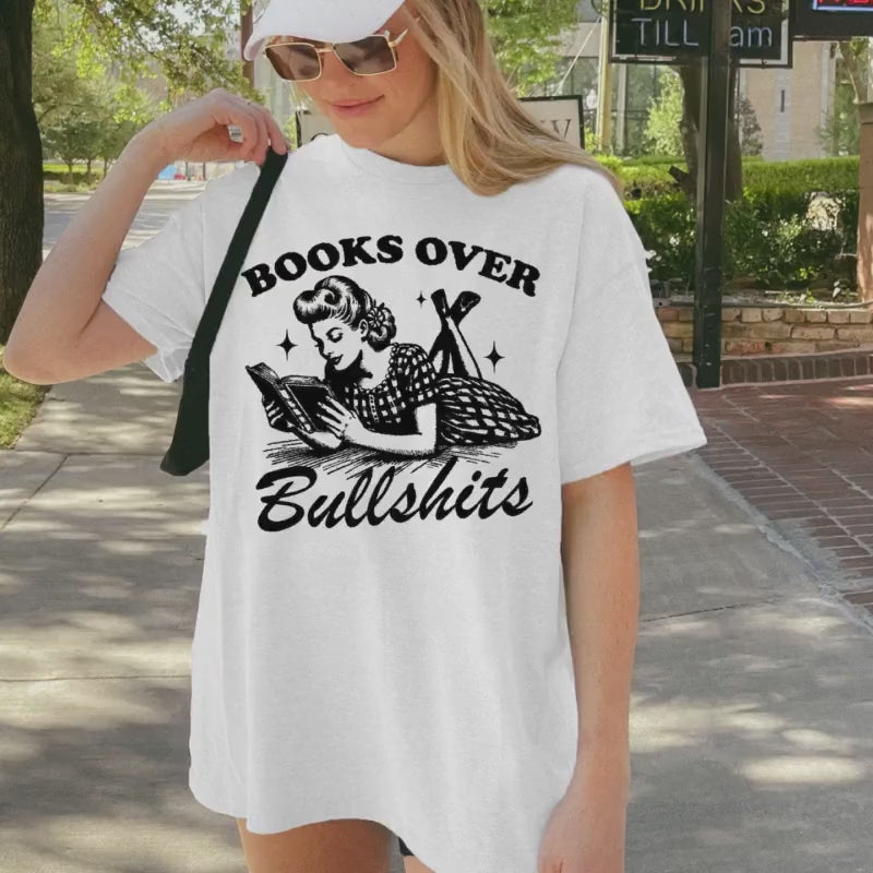 Books Over Bullshits Shirt Book shirt Book Lover TShirt women Reading Shirts Book Club Shirt book shirt for women reading shirt Book gift