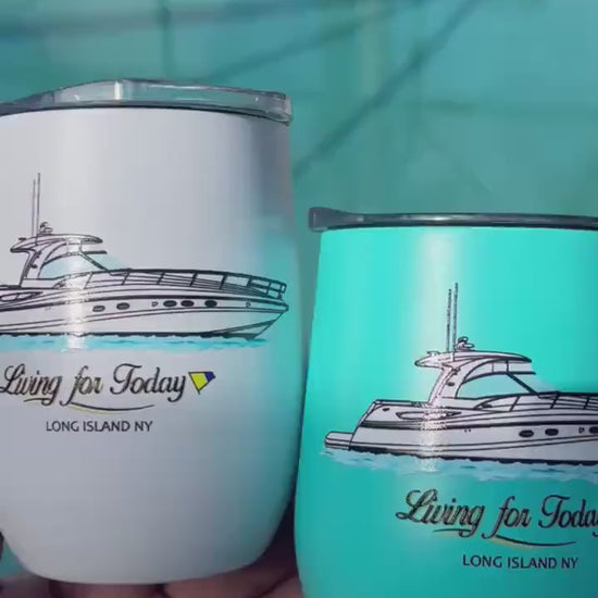 12 oz insulated wine tumbler custom logo boating cup stainless steel boat drinkware gift with lid