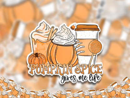 Pumpkin Spice Gives Me Life Fall Drinks Sticker