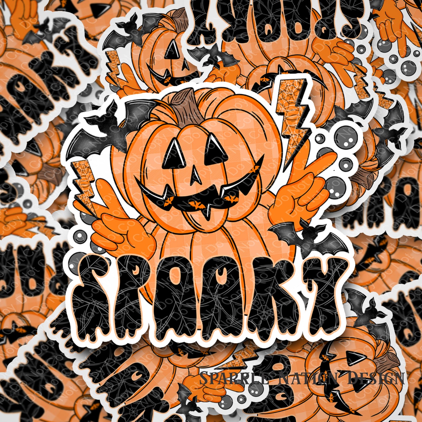 Spooky Pumpkin Peace Sign Sticker