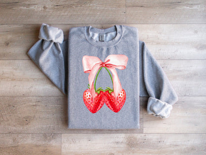 Coquette Strawberry and Bow Sweatshirt