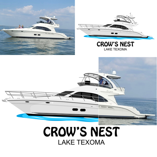 Personalized Boat Illustration Digital Drawing Artwork for Shirt Order