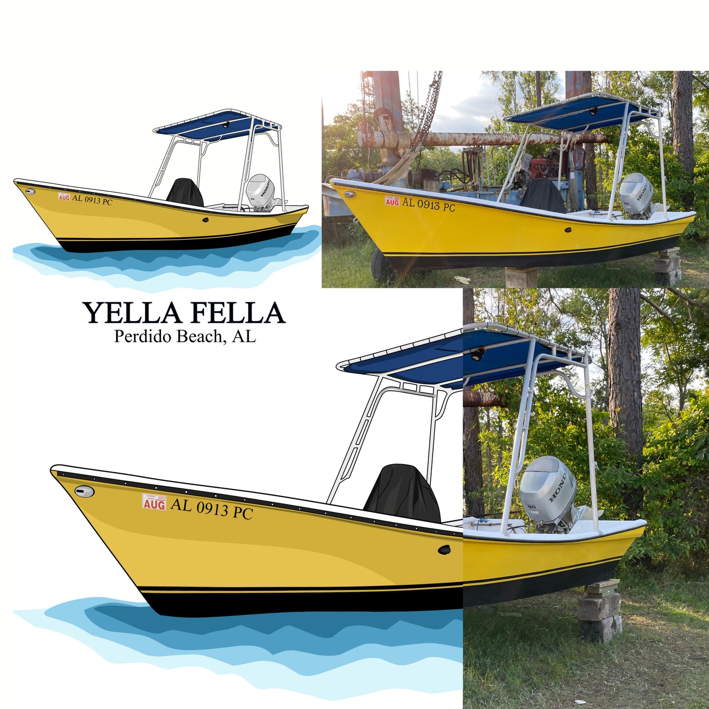 Personalized Boat Illustration Digital Drawing Artwork for Shirt Order